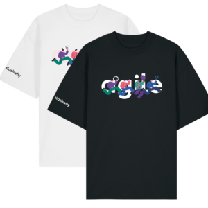 slashwhy agil Begeisterung Oversize T-Shirt Unisex white + black